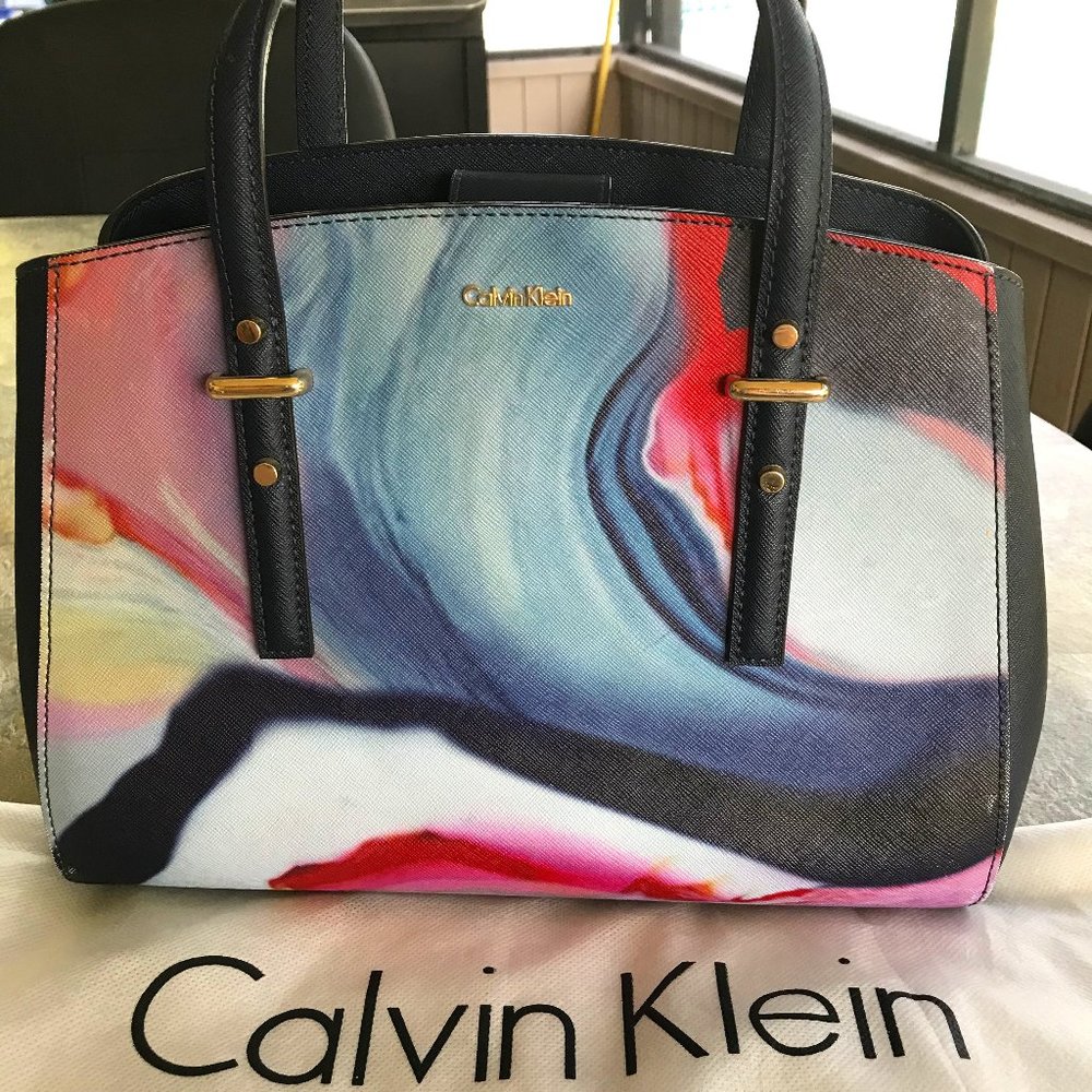 *SOLD* Calvin Klein Handbag, Blue/Multicolor - Picture 1 of 7